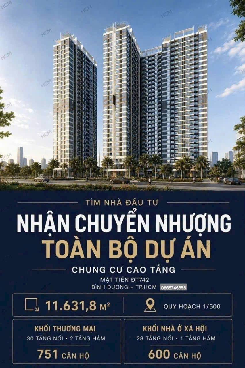 Chuyển nhượng toàn bộ dự án chung cư cao tầng mặt tiền ĐT742 Bình Dương